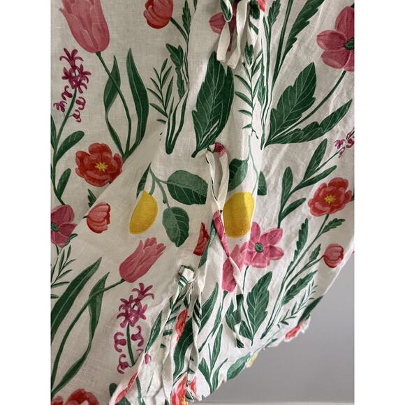 Rachel Zoe Women 2X Linen Blend Blouse Top Floral Cottage Core Coastal Grandma - Picture 4 of 5